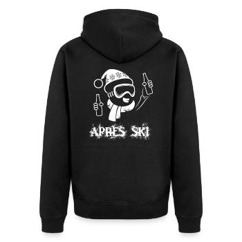Apres Ski Lehrer - Unisex Premium Bio Zip Hoodie - Schwarz - Hinten - Nico (187cm)