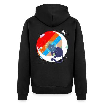 Cadeau de la planète fusée lune chaton chat meow lune - Veste à capuche bio Premium Unisexe - noir - Dos - Nico (187cm)