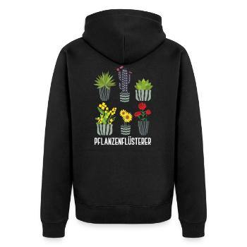 Pflanzenflüsterer - Gartenarbeit - Unisex Premium Bio Zip Hoodie - Schwarz - Hinten - Nico (187cm)
