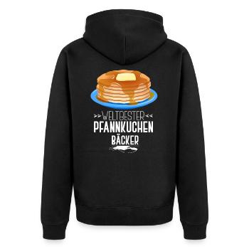Pfannkuchen Bäcker - Unisex Premium Bio Zip Hoodie - Schwarz - Hinten - Nico (187cm)