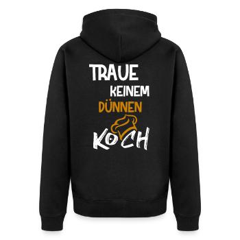 Pas mince cuisiner / manger, drôle, cadeau - Veste à capuche bio Premium Unisexe - noir - Dos - Nico (187cm)