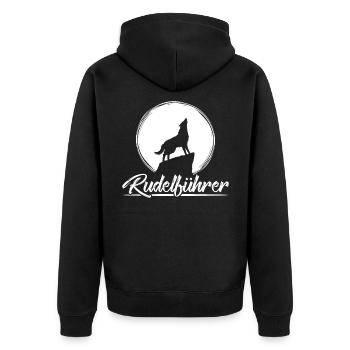 Pack Leader / Wolf, Animal, Pack, Gift - Unisex Premium Organic Zip Hoodie - black - Back - Nico (187cm)