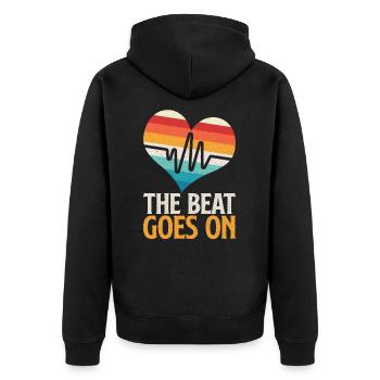 The Beat Goes On - Unisex Premium Organic Zip Hoodie - black - Back - Nico (187cm)