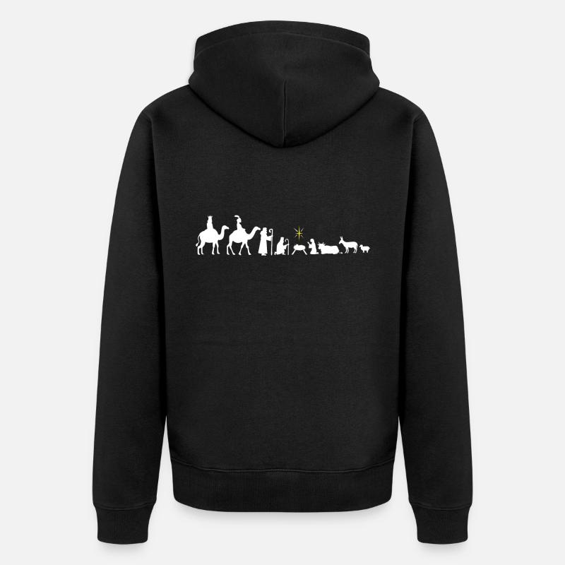 Krippe Weihnachten Evolution Weihnachtskrippe Fest - Unisex Premium Bio Zip Hoodie - Schwarz