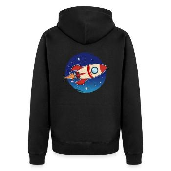 Fast Rocket Launches into space - Unisex Premium Organic Zip Hoodie - black - Back - Nico (187cm)