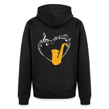 Saxophone - Unisex Premium Bio Zip Hoodie - Schwarz - Hinten - Nico (187cm)