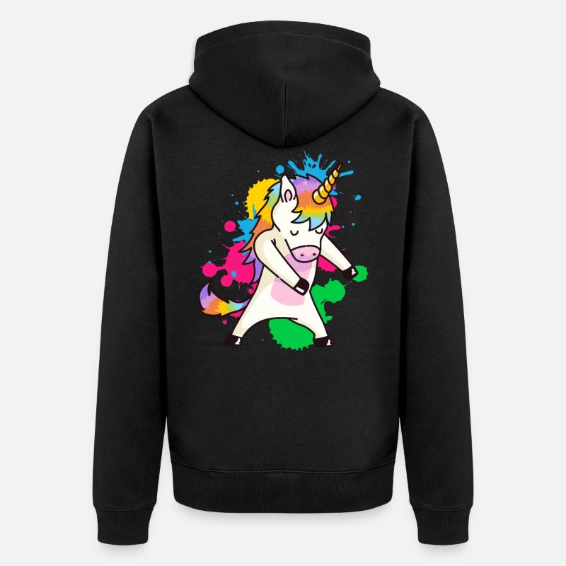 Floss Dance Einhorn - Unisex Premium Bio Zip Hoodie - Schwarz