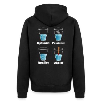 Funny Oboist Orchestra Oboe T-Shirt - Unisex Premium Bio Zip Hoodie - Schwarz - Hinten - Nico (187cm)