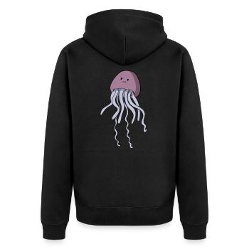 Qualle - Unisex Premium Bio Zip Hoodie - Schwarz - Hinten - Nico (187cm)