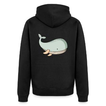 Wal - Unisex Premium Bio Zip Hoodie - Schwarz - Hinten - Nico (187cm)