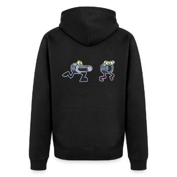 Schrauber - Unisex Premium Bio Zip Hoodie - Schwarz - Hinten - Nico (187cm)