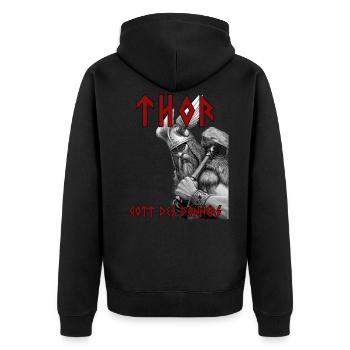 Thor - Dieu du tonnerre - Veste à capuche bio Premium Unisexe - noir - Dos - Nico (187cm)