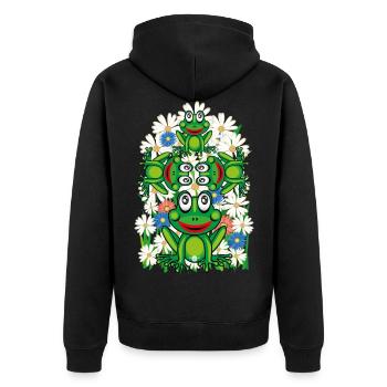 16 Fleurs grenouilles grenouilles - Veste à capuche bio Premium Unisexe - noir - Dos - Nico (187cm)