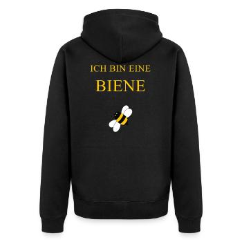 Karneval & Fasching Tshirt ich bin eine Biene - Unisex Premium Bio Zip Hoodie - Schwarz - Hinten - Nico (187cm)