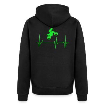 Motocross Herzschlag - Unisex Premium Bio Zip Hoodie - Schwarz - Hinten - Nico (187cm)