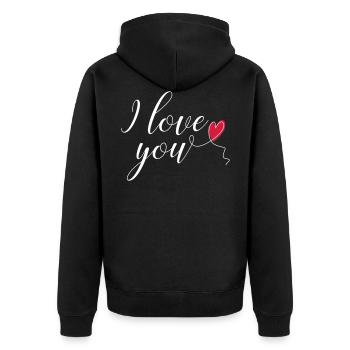 i love you - Unisex Premium Bio Zip Hoodie - Schwarz - Hinten - Nico (187cm)