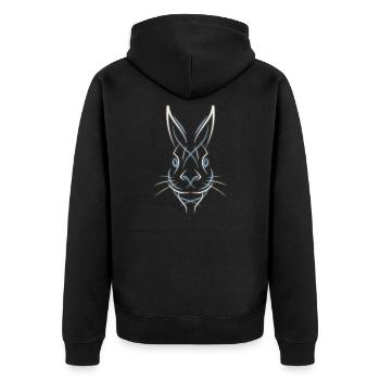 Hase Oster Hasen Ostern happy Tier Neon Shirt - Unisex Premium Bio Zip Hoodie - Schwarz - Hinten - Nico (187cm)