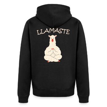 Llamaste Yoga - Unisex Premium Bio Zip Hoodie - Schwarz - Hinten - Nico (187cm)