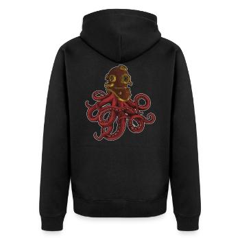 Tintenfisch Taucher | Tiefseetauchen - Unisex Premium Bio Zip Hoodie - Schwarz - Hinten - Nico (187cm)