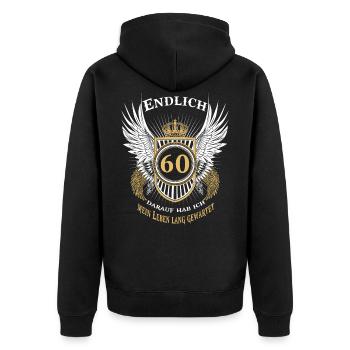 Cadeau d'anniversaire 60 - Veste à capuche bio Premium Unisexe - noir - Dos - Nico (187cm)