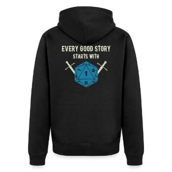 RPG DICE EVERY GOOD STORY Pen and Paper Cadeaux - Veste à capuche bio Premium Unisexe - noir - Dos - Nico (187cm)