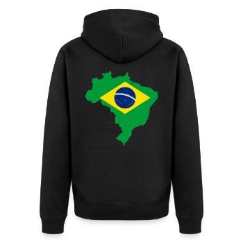 Brazil - Brasil - Brazil - Unisex Premium Organic Zip Hoodie - black - Back - Nico (187cm)