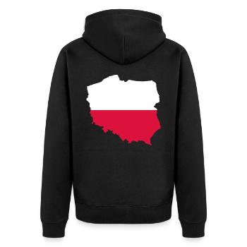 Polen - Poland - Polska - Unisex Premium Bio Zip Hoodie - Schwarz - Hinten - Nico (187cm)