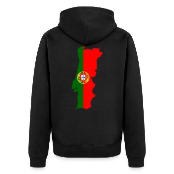 Portugal - Unisex Premium Organic Zip Hoodie - black - Back - Nico (187cm)
