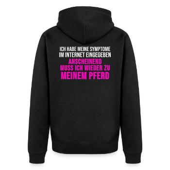 Pferdesprüche TShirt Pferd Reitersprüche Geschenk - Unisex Premium Bio Zip Hoodie - Schwarz - Hinten - Nico (187cm)