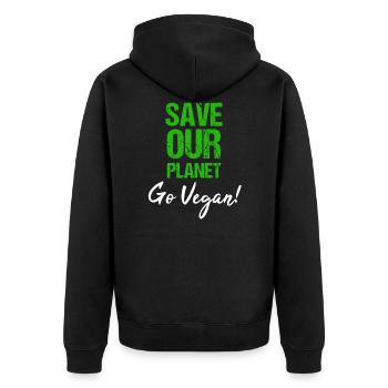 Vegan TShirt Vegan Vegan Environmental Gift - Unisex Premium Organic Zip Hoodie - black - Back - Nico (187cm)