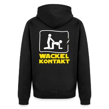 Elektriker T-Shirt Wackelkontakt - Unisex Premium Bio Zip Hoodie - Schwarz - Hinten - Nico (187cm)