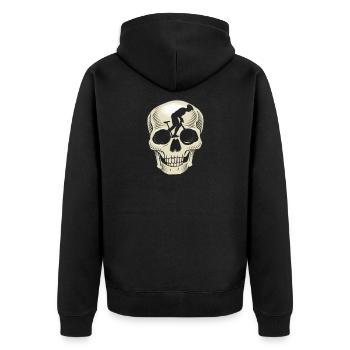 MTB Mountain Biking Bike Mountainbike Skull - Unisex Premium Bio Zip Hoodie - Schwarz - Hinten - Nico (187cm)