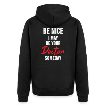 Chemise docteur docteur docteur etudiant docteur urgentiste - Veste à capuche bio Premium Unisexe - noir - Dos - Nico (187cm)