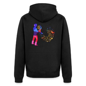 Waldhorn Musik Horn Musiker Waldhornspieler Shirt - Unisex Premium Bio Zip Hoodie - Schwarz - Hinten - Nico (187cm)