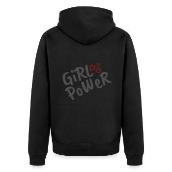 Girl Power - Unisex Premium Bio Zip Hoodie - Schwarz - Hinten - Nico (187cm)