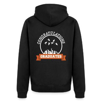 Graduates - Absolventen - Unisex Premium Bio Zip Hoodie - Schwarz - Hinten - Nico (187cm)