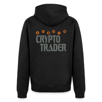 Crypto trader - Unisex Premium Bio Zip Hoodie - Schwarz - Hinten - Nico (187cm)