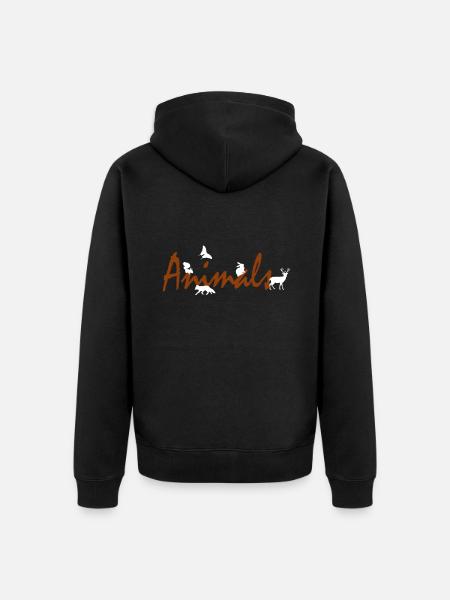 Animals - Unisex Premium Organic Zip Hoodie - black