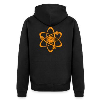 RPG Cube Dice Dragons Atom orange Design Gifts - Unisex Premium Organic Zip Hoodie - black - Back - Nico (187cm)