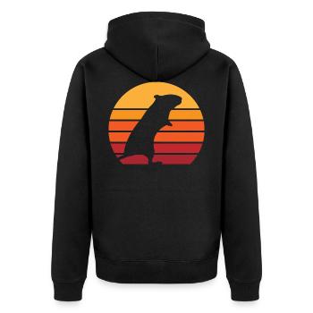 Gerbil vintage | Retro sun for mouse owners - Unisex Premium Organic Zip Hoodie - black - Back - Nico (187cm)