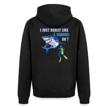 Divers Sharks Dive Sharks Diver Gifts Shirt - Unisex Premium Organic Zip Hoodie - black - Back - Nico (187cm)