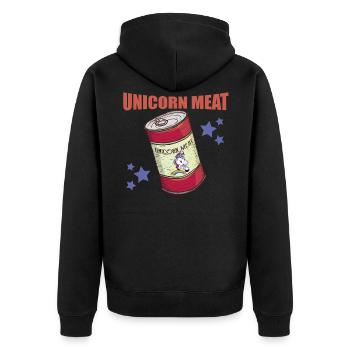Anti Einhorn Fleisch UNICORN MEAT Lustige Bilder - Unisex Premium Bio Zip Hoodie - Schwarz - Hinten - Nico (187cm)