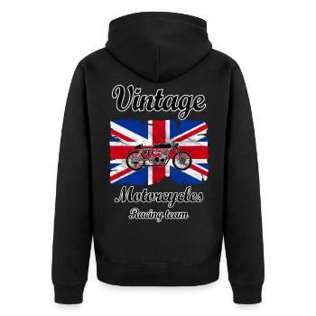 uk motorcycles racing - Unisex Premium Organic Zip Hoodie - black - Back - Nico (187cm)