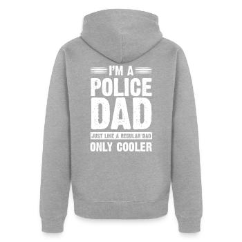 Cooler Polizei Papa Geschenk - Unisex Premium Bio Zip Hoodie - Grau meliert - Hinten - Nico (187cm)