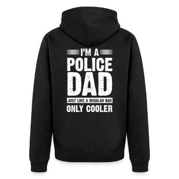 Cooler Polizei Papa Geschenk - Unisex Premium Bio Zip Hoodie - Schwarz - Hinten - Nico (187cm)