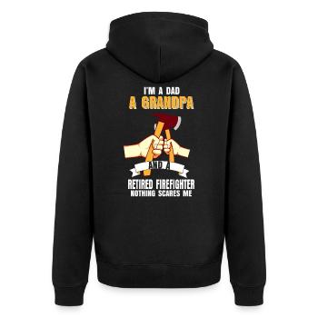 Cadeau de retraité retraite sapeur pompier papa fils - Veste à capuche bio Premium Unisexe - noir - Dos - Nico (187cm)