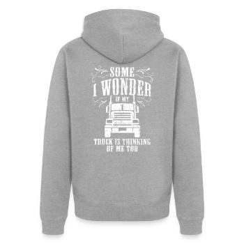 LKW - Unisex Premium Bio Zip Hoodie - Grau meliert - Hinten - Nico (187cm)