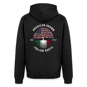 Italien Amerika USA Baum Wurzeln Geschenk - Unisex Premium Bio Zip Hoodie - Schwarz - Hinten - Nico (187cm)