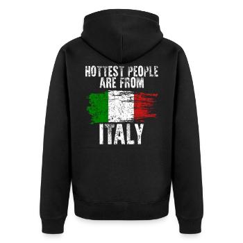Italy - Unisex Premium Organic Zip Hoodie - black - Back - Nico (187cm)