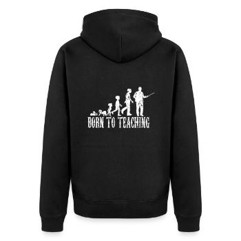 Lehrer Geburt Evolution Baby Kind Schule Geschenk - Unisex Premium Bio Zip Hoodie - Schwarz - Hinten - Nico (187cm)